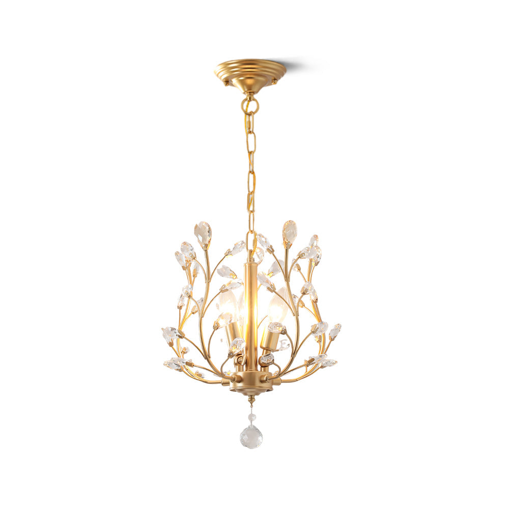 Elegant Loftlampe med Metalstruktur og Krystalakcenter for Tidløs Dekoration
