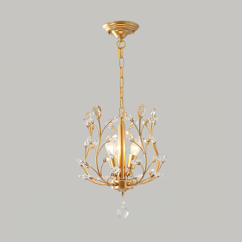 Elegant Loftlampe med Metalstruktur og Krystalakcenter for Tidløs Dekoration