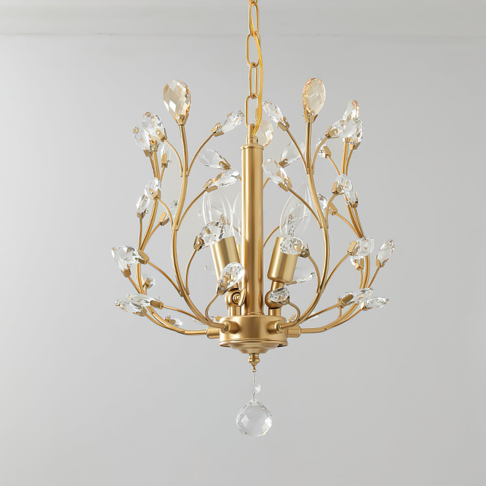 Elegant Loftlampe med Metalstruktur og Krystalakcenter for Tidløs Dekoration