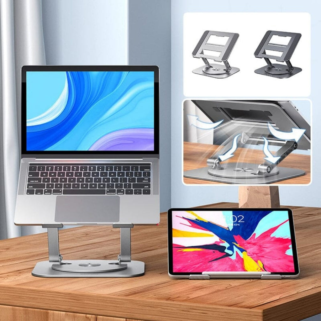 360° Roterbar Laptop- og Tabletstander i Aluminium