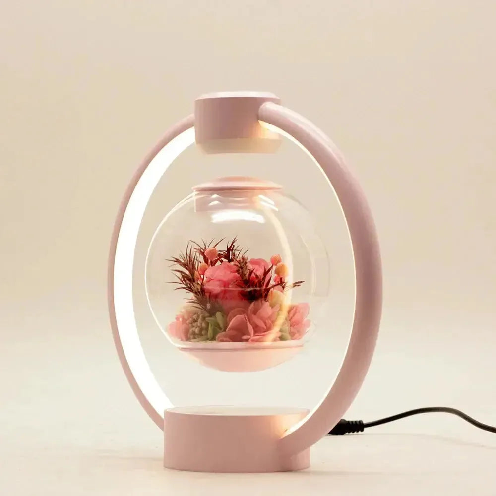Lys Glas Metal Bord Design Med Levitations Effekt Og LED Belysning