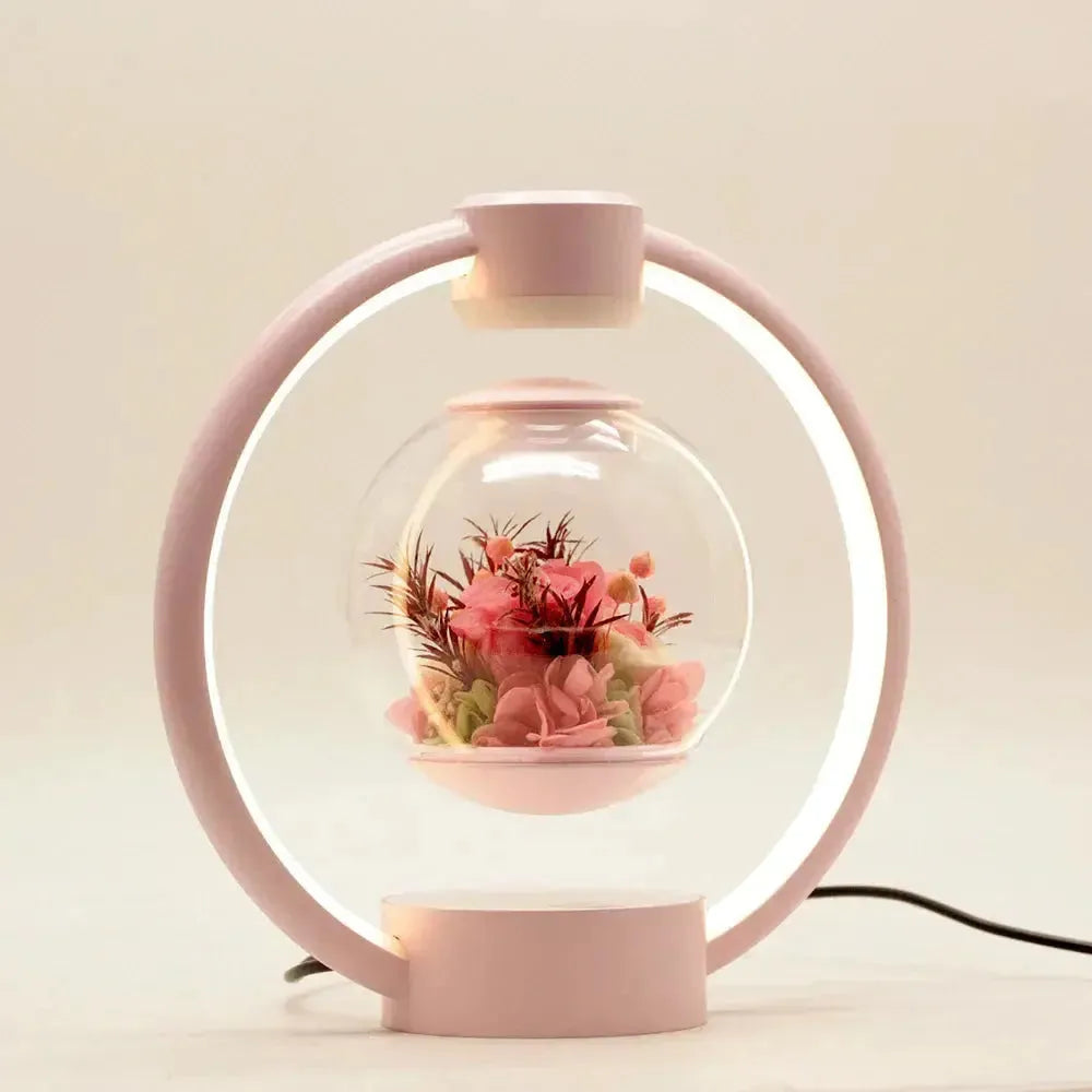 Lys Glas Metal Bord Design Med Levitations Effekt Og LED Belysning
