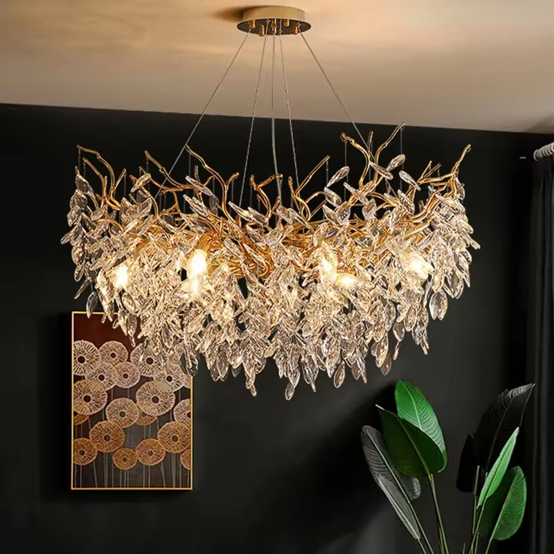Moderne Krystal Loftlampe i Rund Geometrisk Design med LED Lys