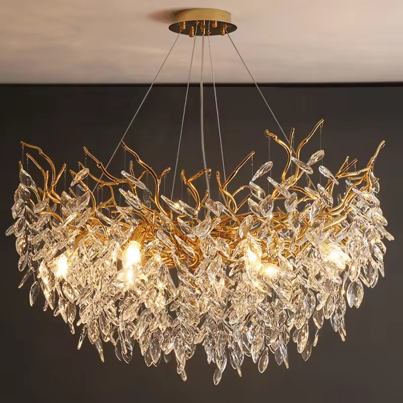 Moderne Krystal Loftlampe i Rund Geometrisk Design med LED Lys