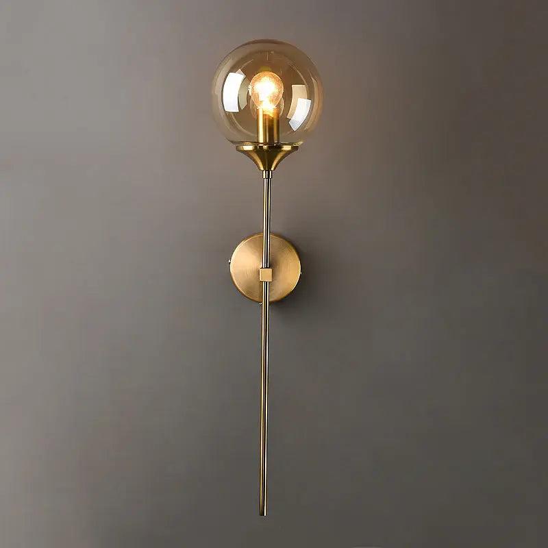 Moderne Glaskugle Væglampe Med Metal Og Ambient Led Lys