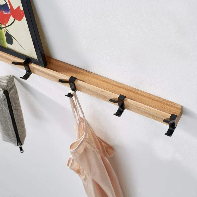 Væggarderobe Med 5 Dobbelte Knager I Træ Og Metal Til Entré Og Soveværelse