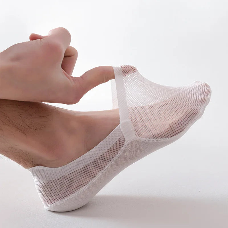 No‑Show Sokker Med Antislip Og Aandbar Mesh