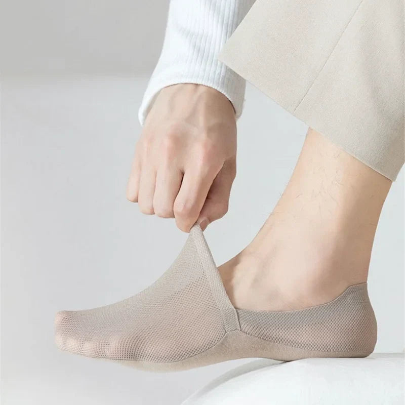 No‑Show Sokker Med Antislip Og Aandbar Mesh