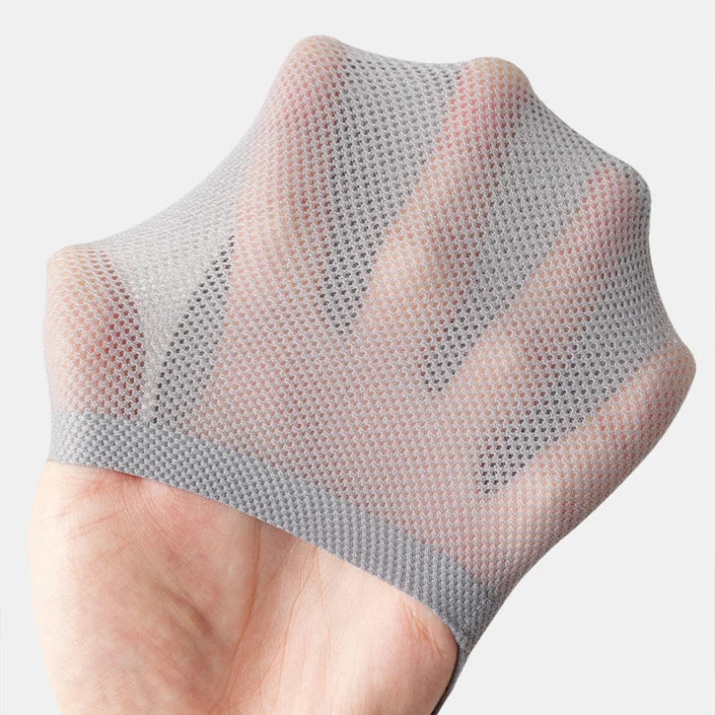 No‑Show Sokker Med Antislip Og Aandbar Mesh