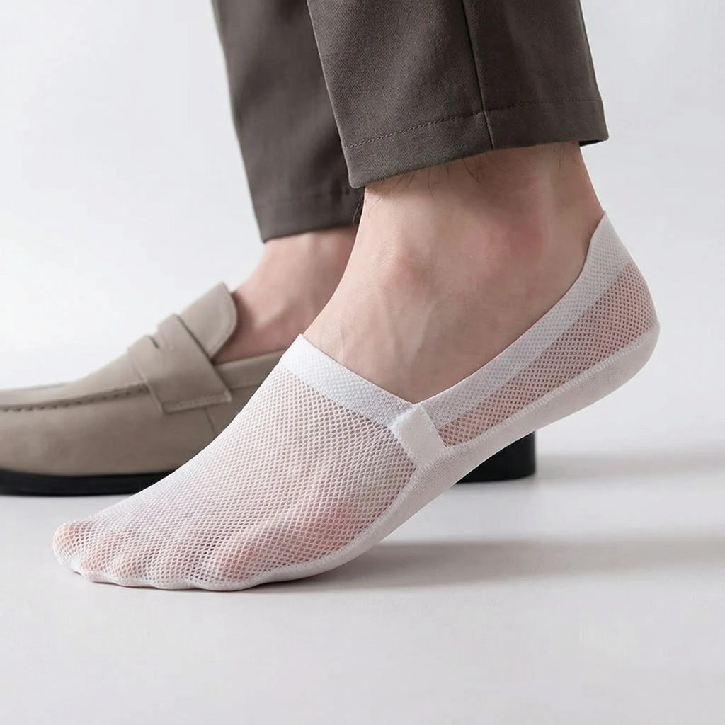 No‑Show Sokker Med Antislip Og Aandbar Mesh