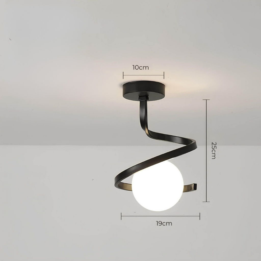 Loftlampe med Spiralform og Mat Glaskuppel