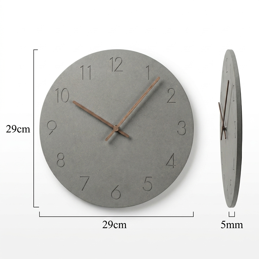Vægur i Massivt Træ med Lydløs Quartz og Nordisk Minimalisme