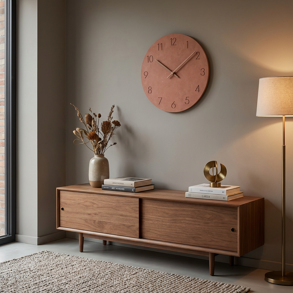 Vægur i Massivt Træ med Lydløs Quartz og Nordisk Minimalisme