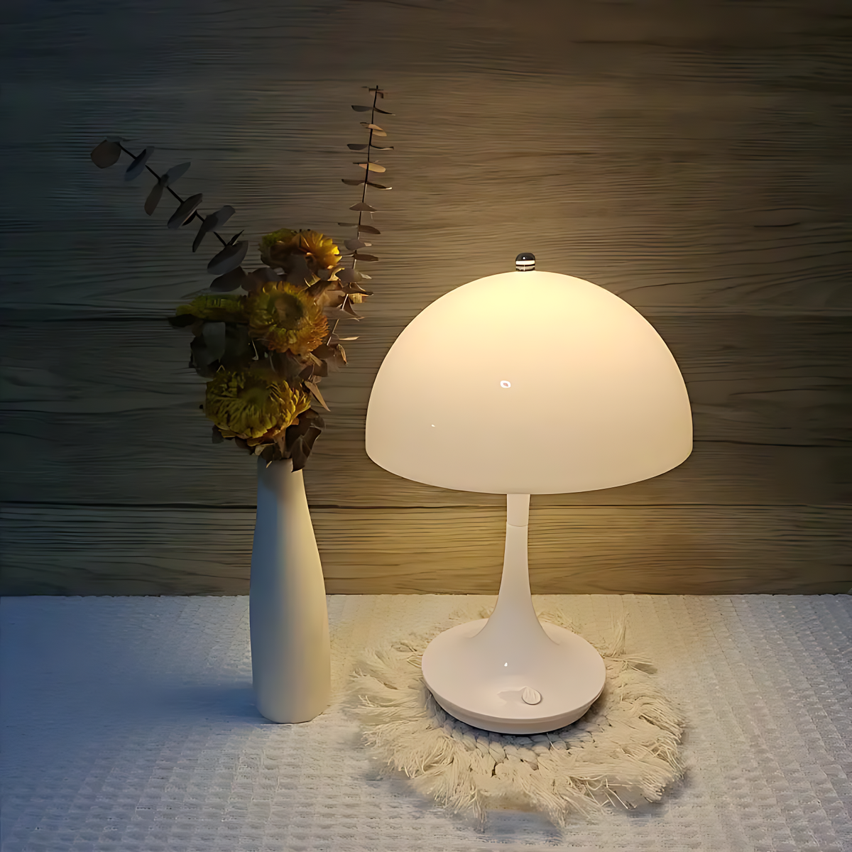 Bordlampe med Organisk Form og Trådløs Ledbelysning