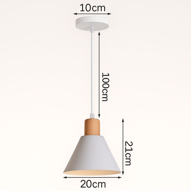 Loftlampe med Kegleform og Naturlig Trædetalje