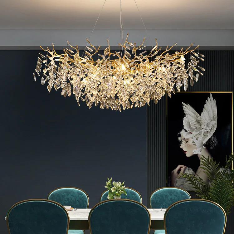 Moderne Krystal Loftlampe i Rund Geometrisk Design med LED Lys