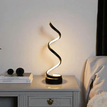 Spiralformet LED-Bordlampe i Metal med Dæmpbart Lys