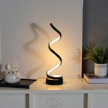 Spiralformet LED-Bordlampe i Metal med Dæmpbart Lys