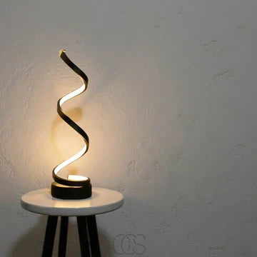 Spiralformet LED-Bordlampe i Metal med Dæmpbart Lys