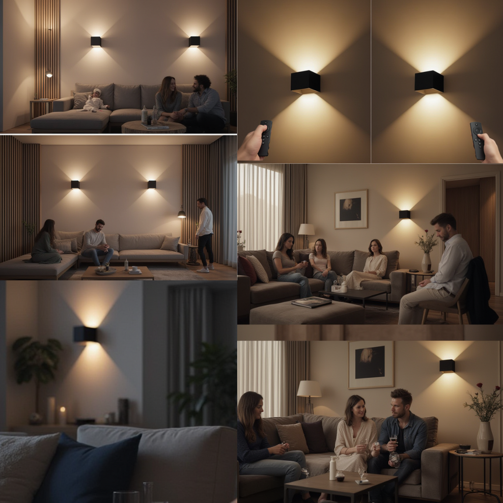 Trådløs Up & Down LED-Væglampe med Fjernbetjening