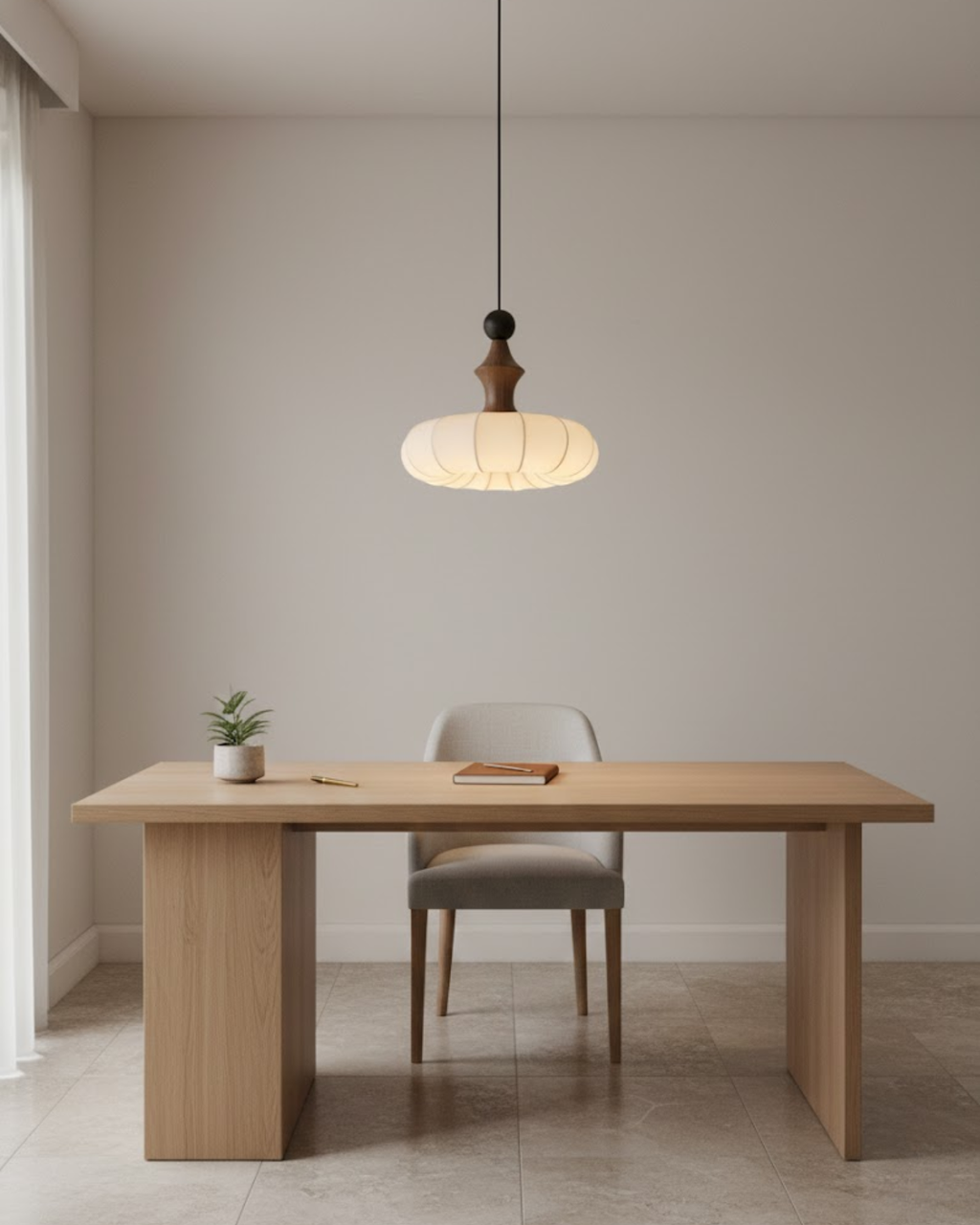 Pendellampe med Silkeblød Inderside og Elegant Naturlig Silhuet