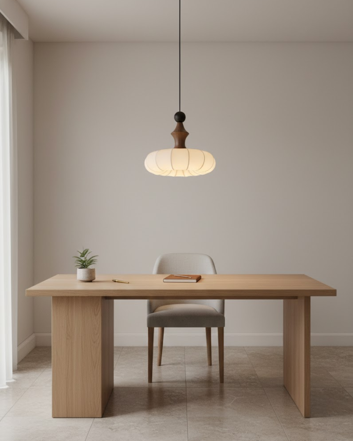 Pendellampe med Silkeblød Inderside og Elegant Naturlig Silhuet