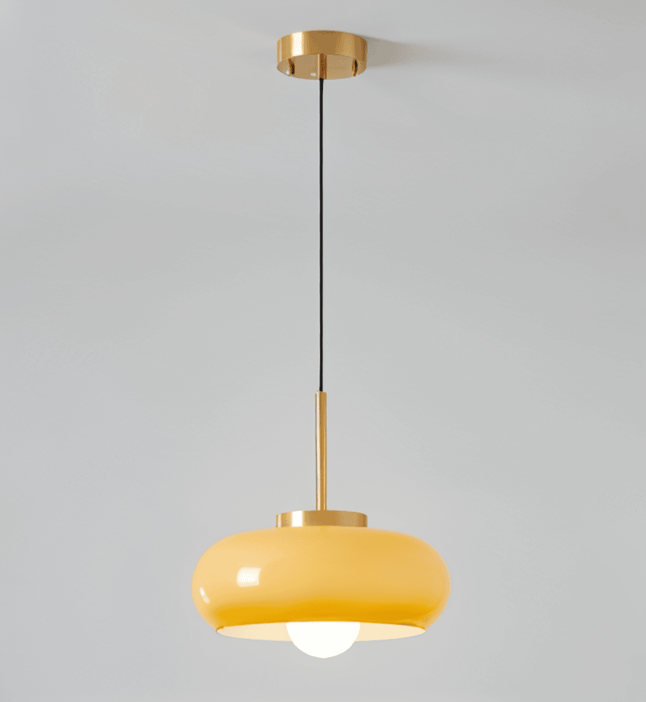 Retro Glas Pendellampe Med Kobberdetaljer Til Blød Elegant Belysning