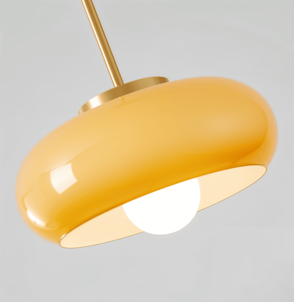 Retro Glas Pendellampe Med Kobberdetaljer Til Blød Elegant Belysning