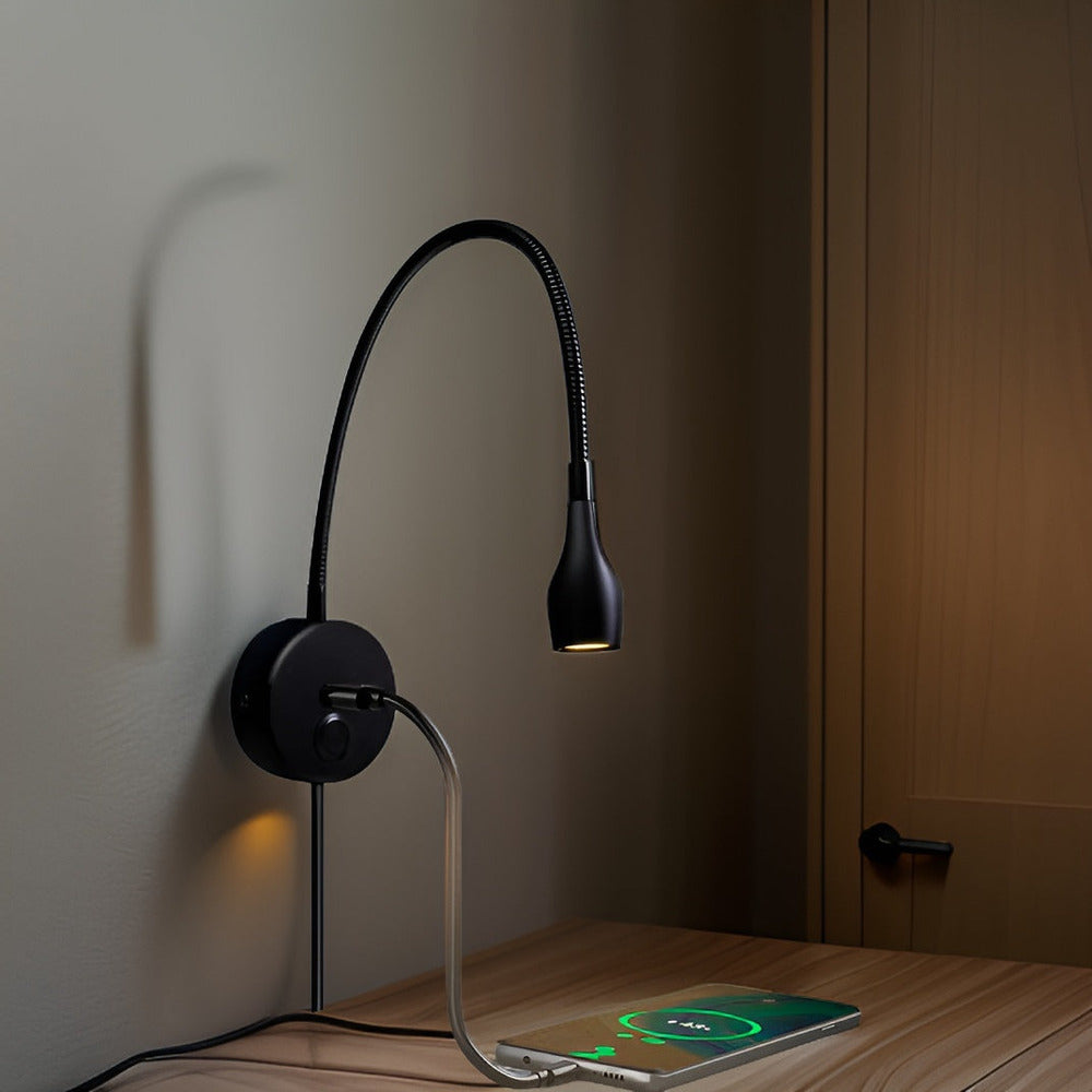 Justerbar LED Væglampe Med Touch Og USB Til Praktisk Daglig Belysning