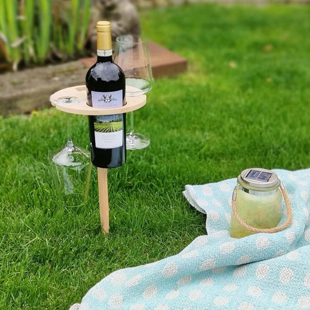 Foldbart Picnicbord Med Vinholder Og Udendørs Kompakt Struktur