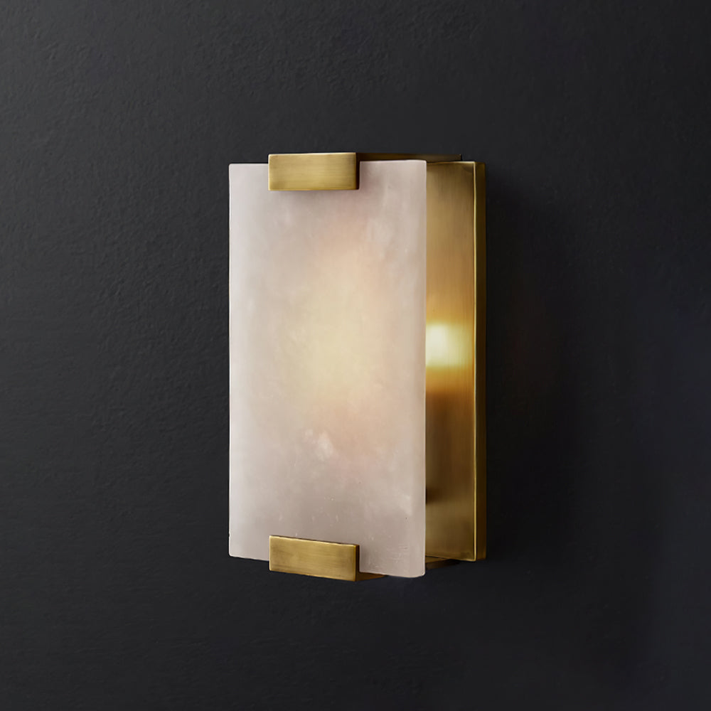 Alabaster Væglampe med Metalstruktur for Blød og Elegant Indendørs Belysning