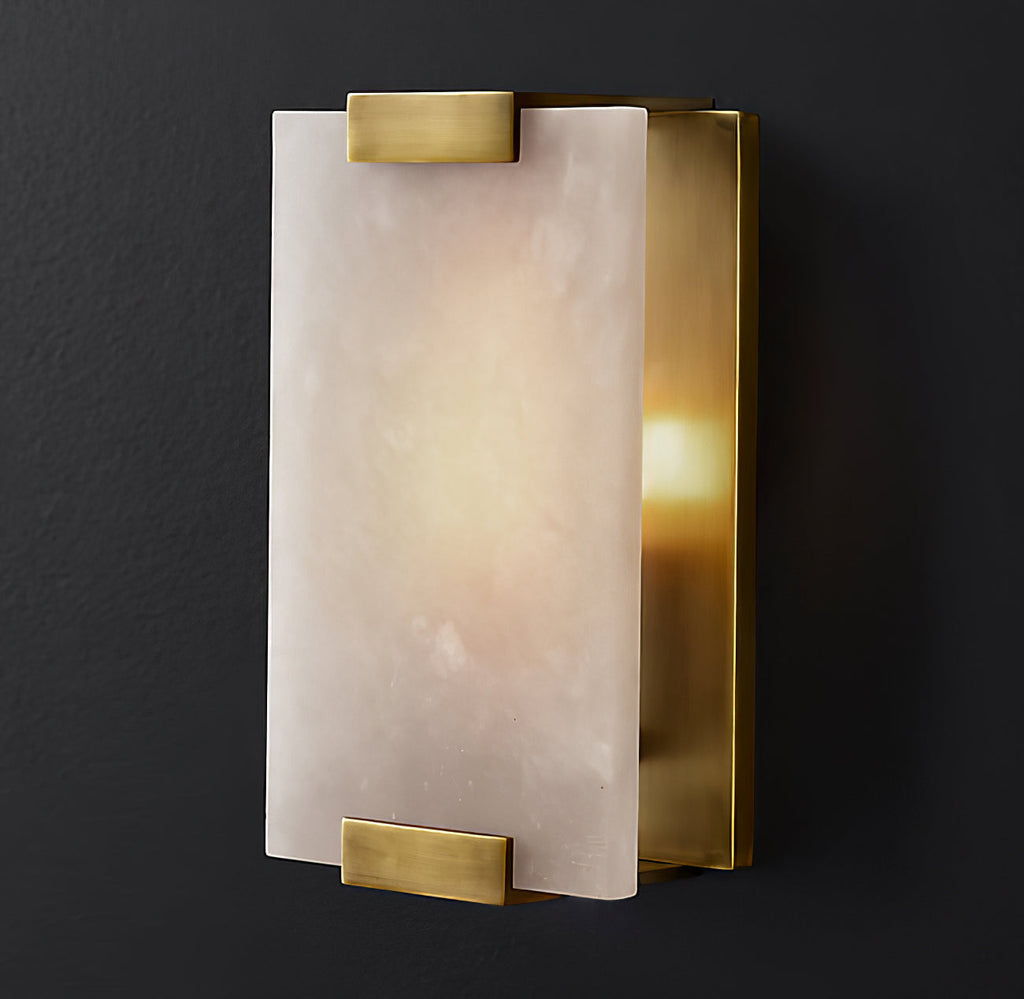 Alabaster Væglampe med Metalstruktur for Blød og Elegant Indendørs Belysning