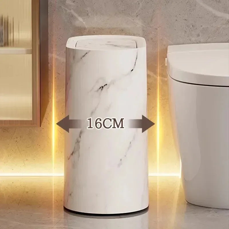 Affaldsspand Med Marmoreffekt Og Tryklåg Til Badeværelse Og Toilet
