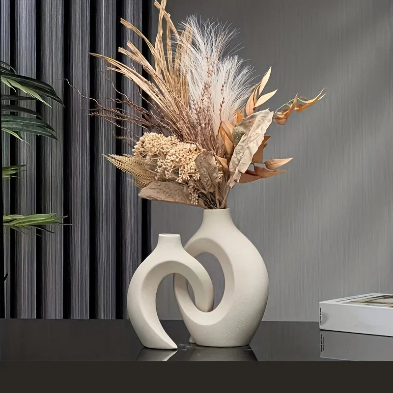 Vasesæt Af Keramik Og Porcelæn Med Moderne Boho‑Udtryk