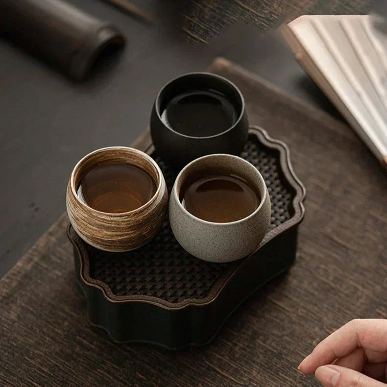 Keramiske Espressokopper Med Haandlavet Struktur Og Varmeholdende Design