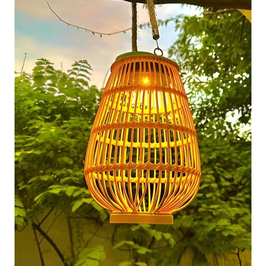 Rattan Udendørs Solcellelampe Med Automatisk Skumringslys Og Vejrfast Design