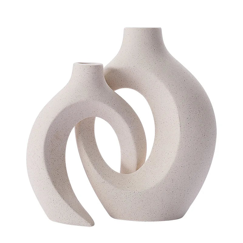 Vasesæt Af Keramik Og Porcelæn Med Moderne Boho‑Udtryk