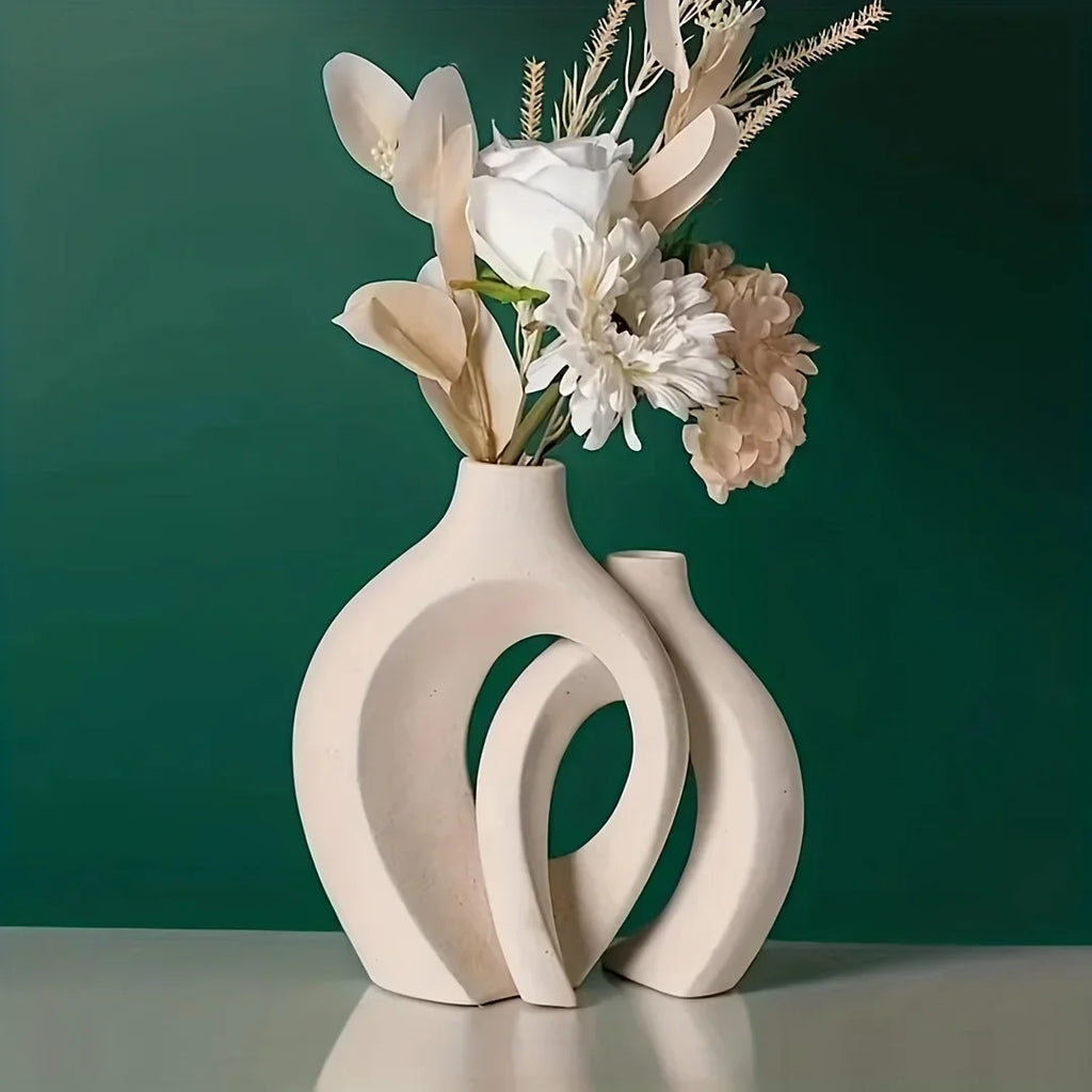 Vasesæt Af Keramik Og Porcelæn Med Moderne Boho‑Udtryk