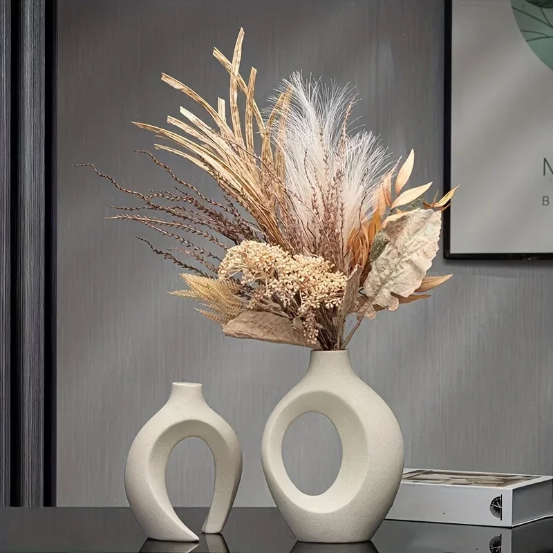 Vasesæt Af Keramik Og Porcelæn Med Moderne Boho‑Udtryk