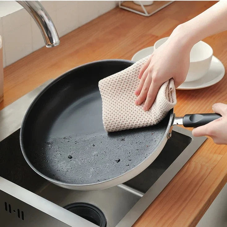 Vaffelvævede bomuldsviskestykker til køkkenet