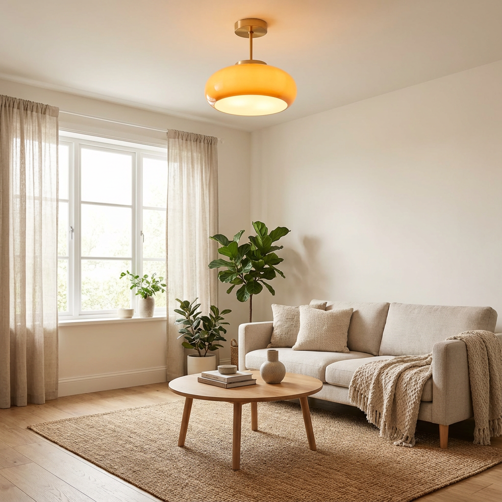 Loftlampe i Glas med Varm Ledbelysning og Vintage Udtryk