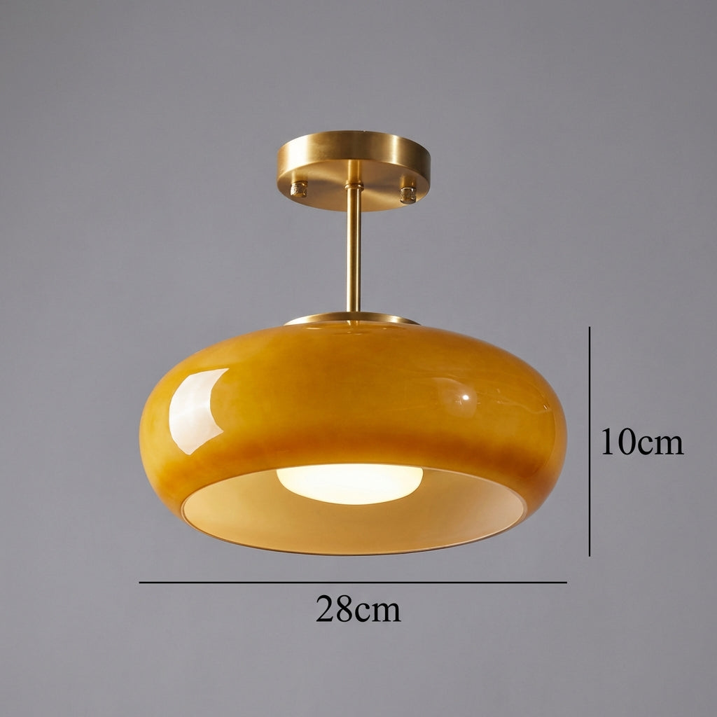 Loftlampe i Glas med Varm Ledbelysning og Vintage Udtryk