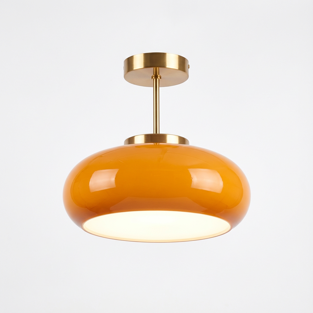 Loftlampe i Glas med Varm Ledbelysning og Vintage Udtryk