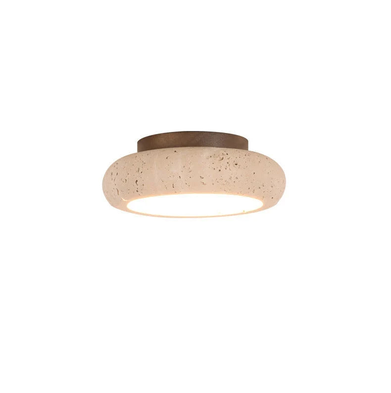 Japandi Loftlampe med Travertin-Look og Blødt Lys