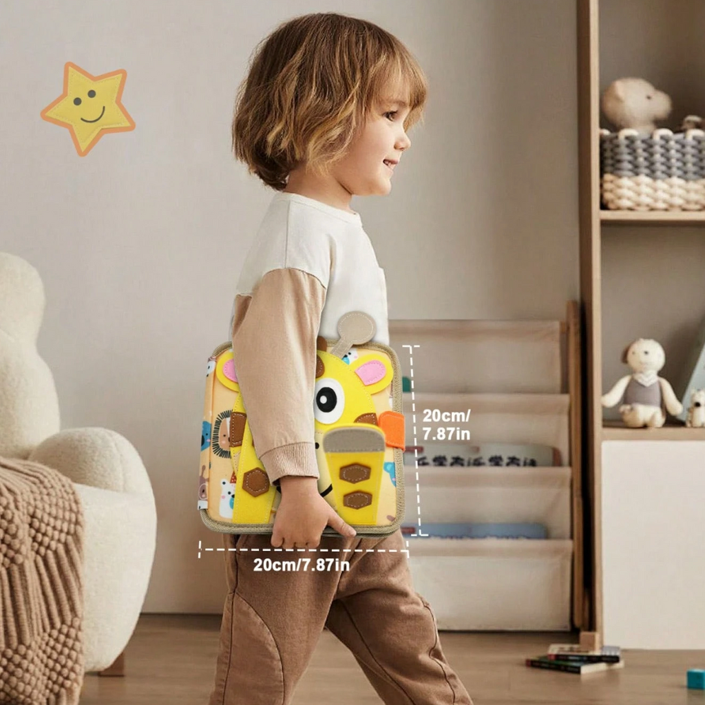 Montessori Aktivitetsbog med Knapper, Lynlåse og Snørebånd