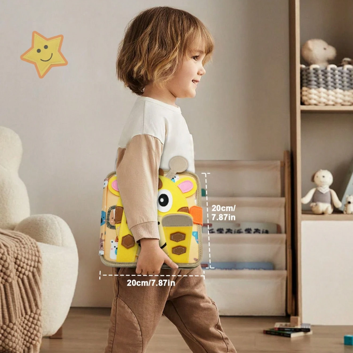Montessori Aktivitetsbog med Knapper, Lynlåse og Snørebånd