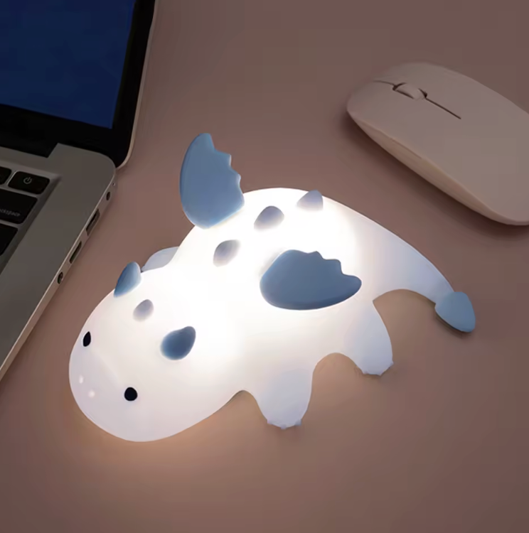Axolotl Natlys i Blødt Silikone med Beroligende LED‑Glød