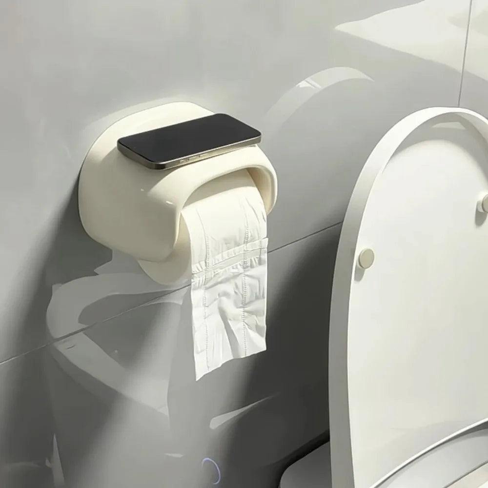 Toiletrulleholder Pet Vægmontering Med Åben Bund Og Integreret Hylde