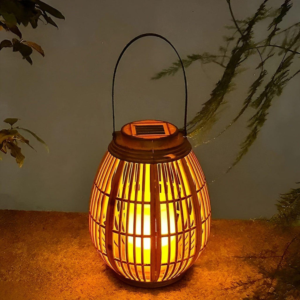 Rattan Udendørs Solcellelampe Med Automatisk Skumringslys Og Vejrfast Design