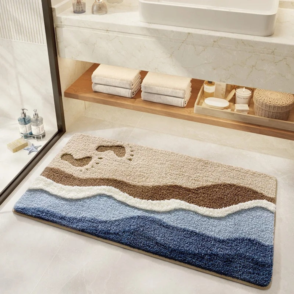 Bademåtte Af Mikrofiber Med Blød Struktur Og Skridsikker Bund